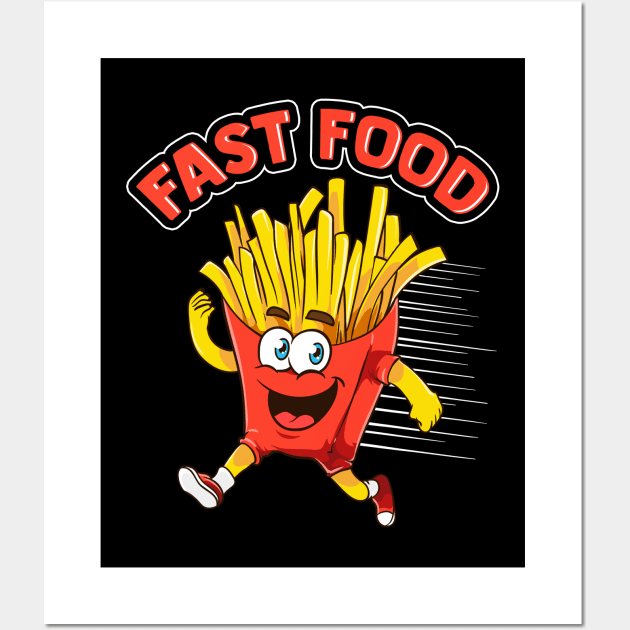 Cute & Funny Fast Food Running French Fries Joke Wall Art by theperfectpresents